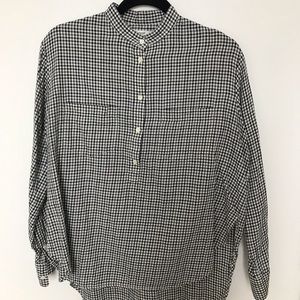 Madewell Gingham Half-Button Long-Sleeve Top